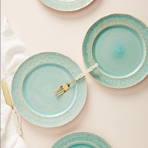 Anthropologie Old Havana Mint Dinner Plates Set 4